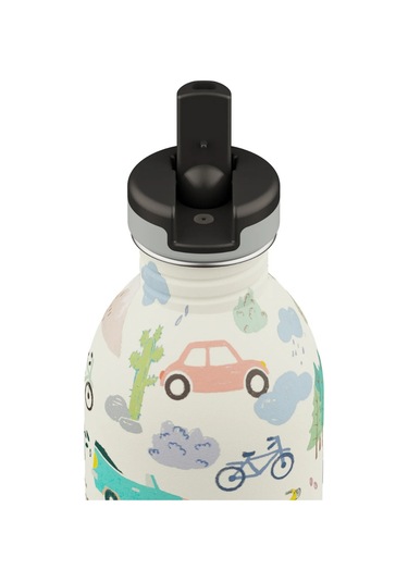 Kids Bottle Adventure Friends Pipetli Paslanmaz Çelik Çocuk Su Matarası 250 Ml Renkli