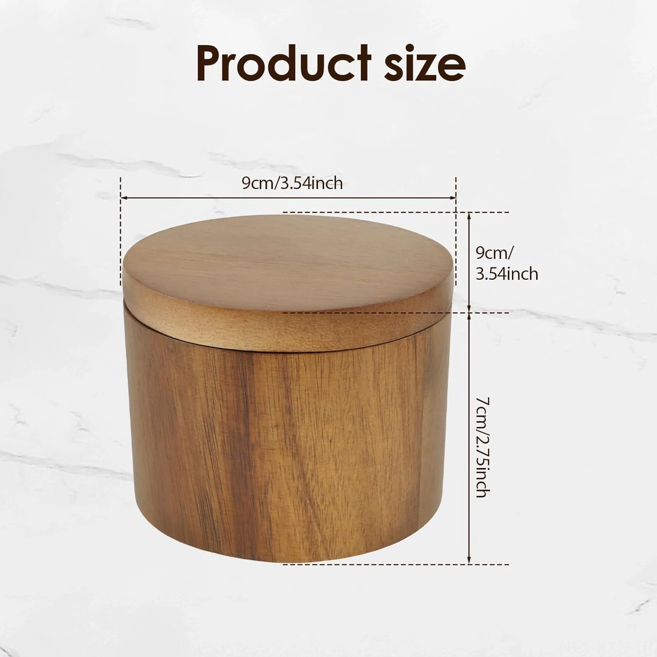 Kosona Akasya Ahşap Baharat Depolama Kavanozu, Manyetik Döner Kapak Ve Kaşık İle Tuz-biber Saklama Kutusu Ahşap Rengi