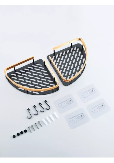Pabk Banyo Köşe Askılı Duvar Rafı 218647036 Siyah