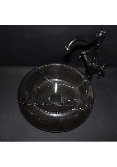 Toros Siyah Mermer Midi Bombeli Lavabo