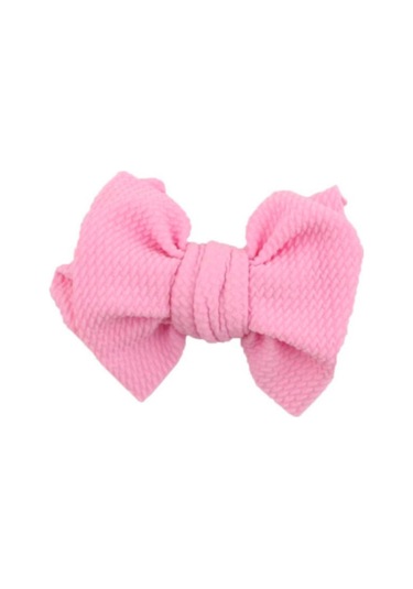 Bow - Fiyonklu Elastik Saç Klips Toka Her Yasa Uygun - Saç Aksesuarları Pembe