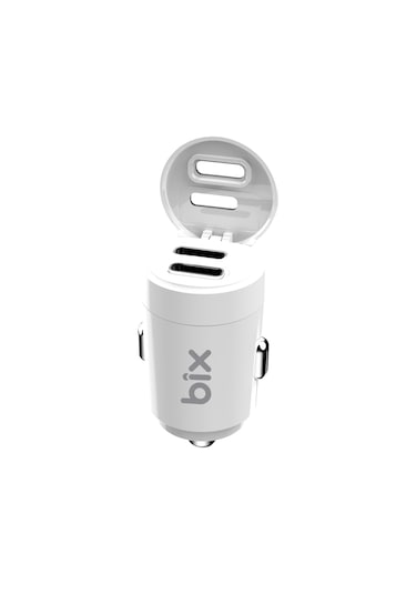 Bix Bxcc65c 65w Çift Portlu Usb-c Mini Araç İçi Şarj Cihazı Beyaz
