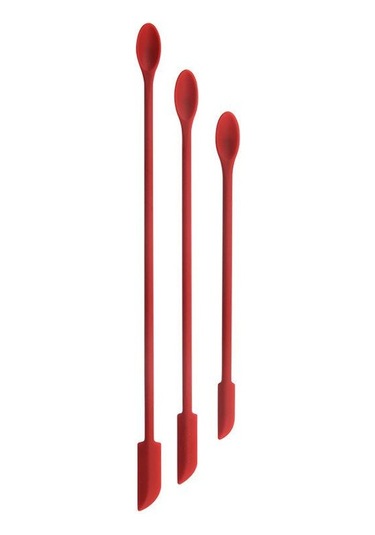 Kırmızı 3 Adet Mini Spatula Silikon Spatula Seti Krem Spatula Küçük Makyaj Spatula Minik Kaşık Spatula Mutfak Cam Kavanoz Şişe Güzellik Kozmetik