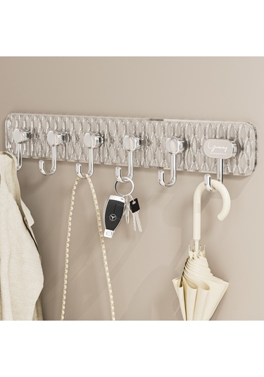 Springsun Şeffaf 6'lı Zımba - Özel Yapışkanlı, Delme Yok, Duvar/kapı Uygun, Giysi/havlu/çamaşır Asma, Dayanıklı Malzeme, Dormitorio/mutfak Kullanıma Uygun Diğer