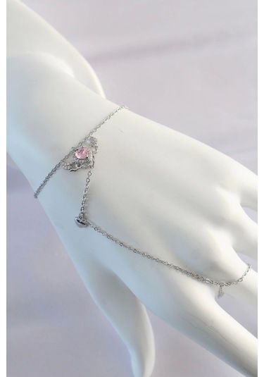 316l Çelik Gümüş Renk Pembe Zirkon Taşlı Kanatlı Kalp Model Şahmeran - Tj-sn584 Çok Renkli