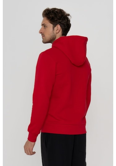 Jack & Jones Erkek Logo Baskili Kapüsonlu Sweatshirt - Deldrick 12193083 Tango Red Siyah