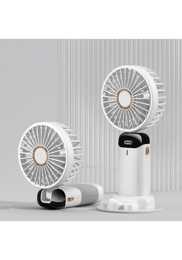 Yue Store Dijital Ekran Katlanır Aromaterapi Fanı 5000mah N15 Pembe Bss0sz Beyaz