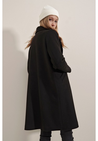 Bigdart 9085 Kaşe Kadın Kaban Siyah 001