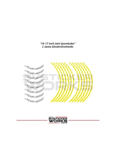 Bajaj Rs200 Jant Sticker Dış Ve İç Set Sticker Jant Şeridi Sarı 22884407
