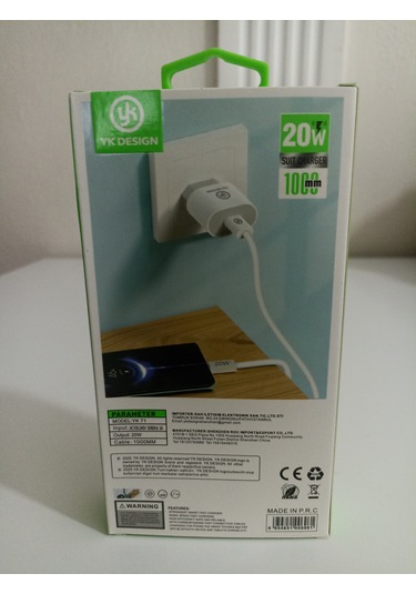 Yk Design Yk71 Pd20w Süper Hızlı Şarj Seti Adaptör Kablo Set Halinde