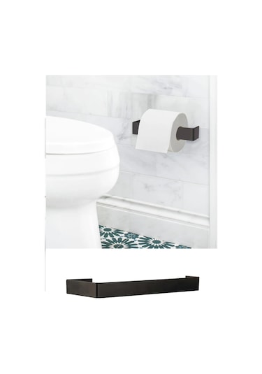 Banyo Dekoru İçin Vidalı Yapışkanlı Mat Siyah Tuvalet Kağıdı Tutucu Diğer