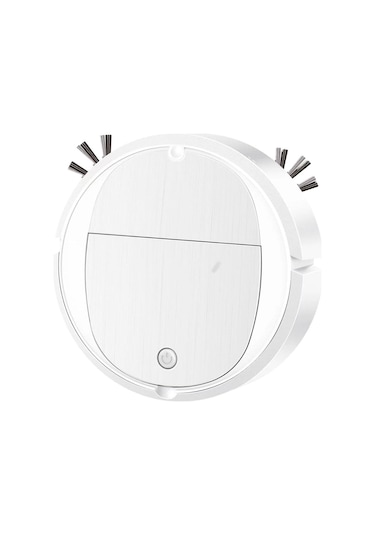 Akıllı Süpürme Robotu Ev Otomatik 3'ü 1 Arada Entegre Temizleme Makinesi Elektrikli Süpürge Şarj Edilebilir Beyaz