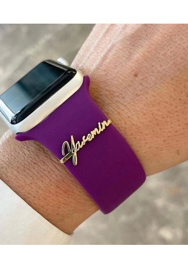 Apple Watch Uyumlu Gümüş Saat Isimlik Pembe