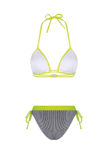 Bonesta Lanao Üçgen Neon Sarı Çizgili Bikini Takımı