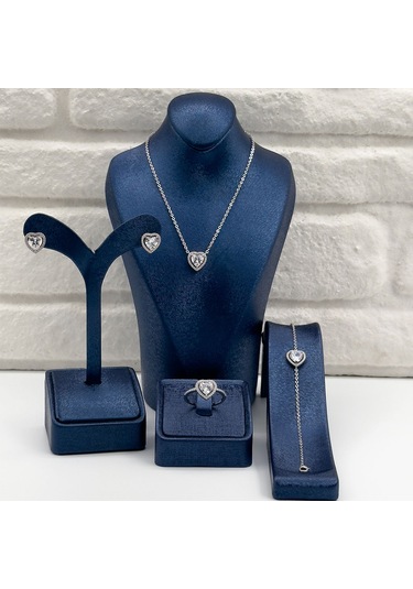 Zirkon Taşlı 4'lü Gümüş Set Takım Gümüş