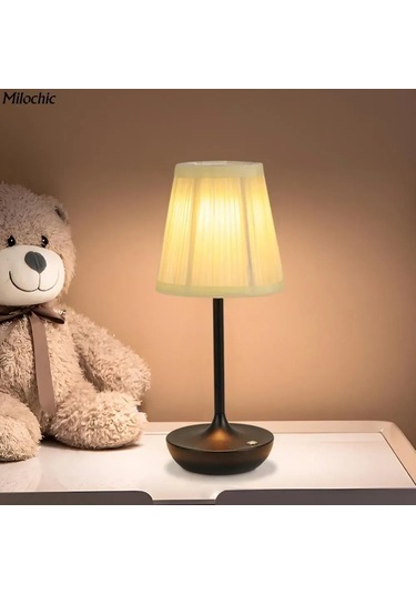 Geeroyoo Klasik Tarzlı Yatak Odası Lambası, 3 Renk Aydınlatma, Uzun Süre Kullanıma Dayanıklı Pil İle Lüks Atmosfer Siyah