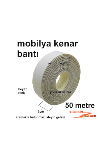50 MT MOBİLYA KENAR BANTI BEYAZ RENK ÜTÜ TİPİ UZUN METRAJ