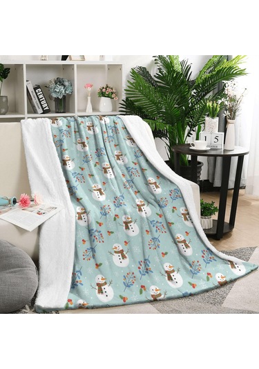 Noel Desenli 50x60 İnç Polar Battaniye, Yumuşak, Hafif Ve Kalın, Erkek, Kadın Ve Çocuk İçin Noel Kar Tanrısı Kızılcık