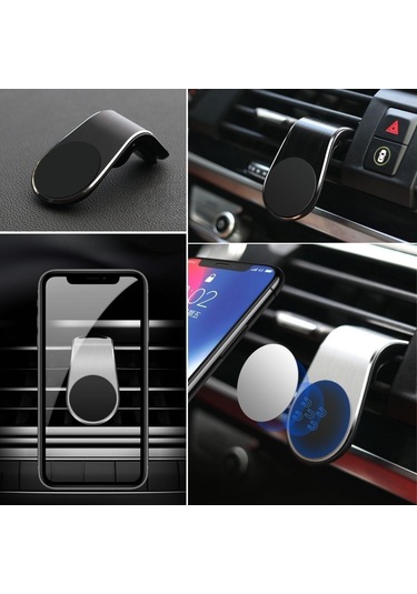 Hobibahçem Havalanndırma Izgarasına Takılabilen Mandallı Mıknatıslı Oto Araç Içi Manyetik Telefon Tutucu Siyah