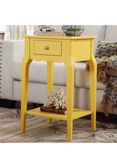 Wooding Masif Sarı Lake Bonamy Komodin - Yan Sehpa