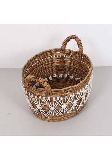 Ürgüp 40x34x31 Cm. Doğal Abaka El Yapımı Oval Sepet L Bej
