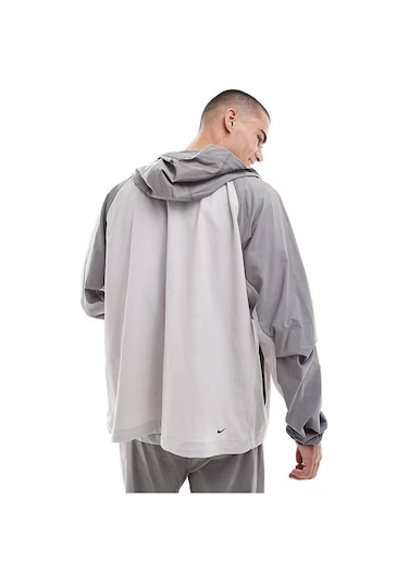 Tech Windrunner Woven Full Zip Loose Fit Jacket Erkek Bol Kesim Paraşüt Kumaş Kapüşonlu Ceket Gri