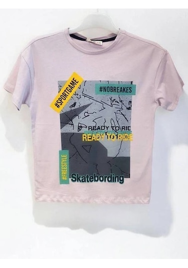 Çikoby Erkek Çocuk Pamuklu Sportgame Yazılı Tshirt-14624 Lila