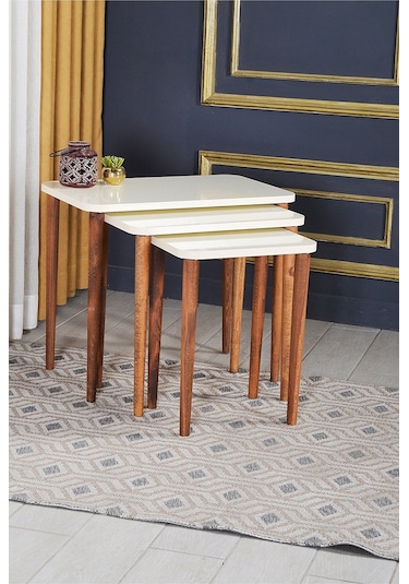 Zigon Sehpa Kr Ve Orta Sehpa Set Torna Kr Krem