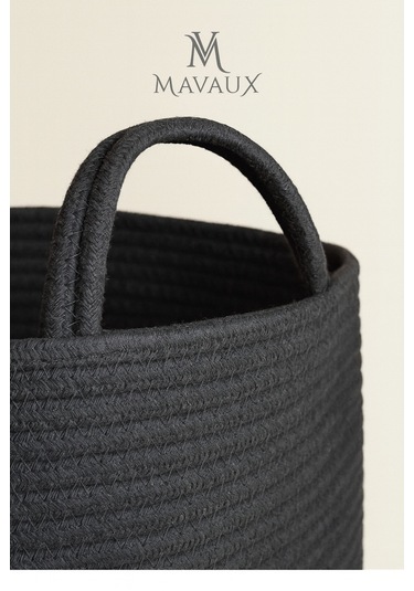 Doğal El Dokuma Hasır Jüt Sepet 20x26 Cm Dekoratif, Çok Amaçlı, Şık Ve Dayanıklı Saklama Sepeti Antrasit