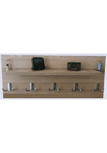 Aypazar Ayfemob Raflı Mdf Duvar Askı - 5Li Metal Anahtar Askılık (498924821) Diğer