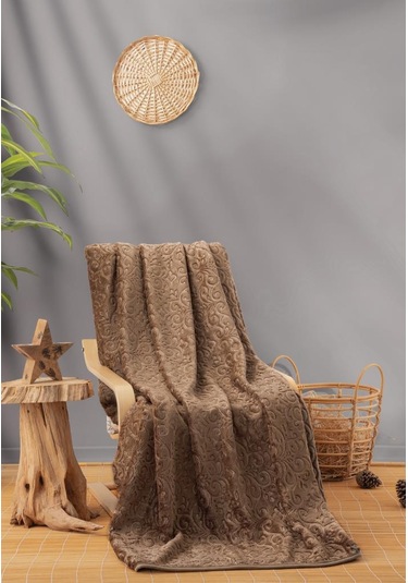 Cotton Box Emboss Çift Kişilik Battaniye 220 240 Capicino Cappucino