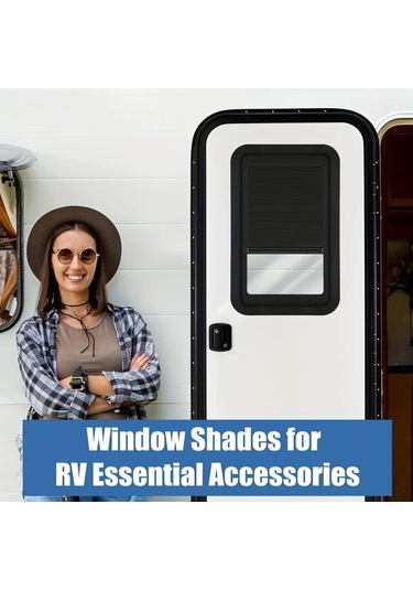 Trendooze Cloud011 Siyah Alüminyum Kumaş Karavan Kapı Stor Perde 12x21 Inch Güneşlik Kapı Koruma Siyah