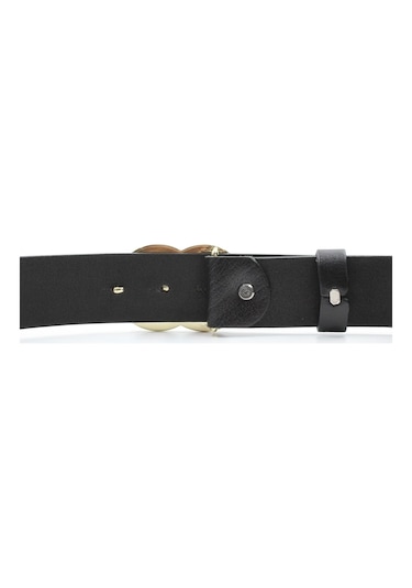 %100 Deri Çift Halka Tokalı Bayan Kemeri 4Cm (404746147) Siyah