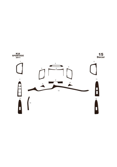 Kia Sportage Konsol-torpido Kaplama 2011 15 Parça-koyu Meşe Seçenekler