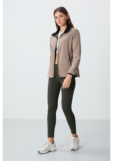 Rahat Form Dik Yaka 2li Paket Siyah-koyu Bej Kadın Polar Sweatshirt - 97173 Siyah - Bej - Kahverengi