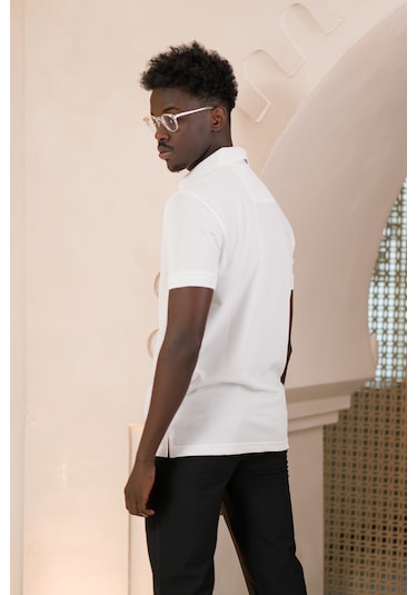 Paul Martin Örme Polo Yaka Regular Fit Pamuklu Ve Likralı T-shirt Beyaz