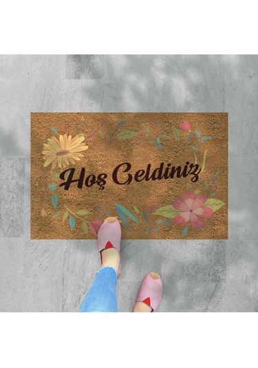 Kaktüsler Temalı Coco Görünümlü Dekoratif Kapı Önü Ve Iç Mekan Paspası Hayalet Beyaz