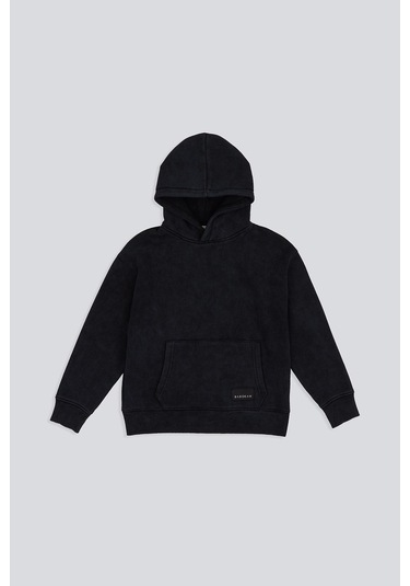 Kids Boy Strike Wash Kapüşonlu Sweatshirt Si̇yah Siyah