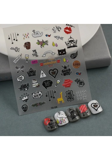 1 Adet Siyah Beyaz Yay Kelebek 5d Tırnak Çıkartmalar Nail Art Dekorasyon Kabartma Disney Karikatür Çiçek Nail Art Çıkartmalar Tırnak Malzemeleri Teal Renk