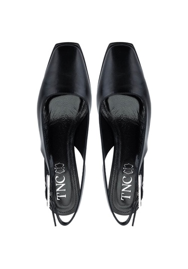 Tamer Tanca Kadın Vegan Siyah Topuklu Ayakkabı 932 2952 Bn Ayk Y25 Sıyah Cılt Siyah