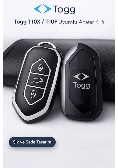 Togg T10x T10f Anahtar Kılıfı Aksesuar Siyah-gümüş