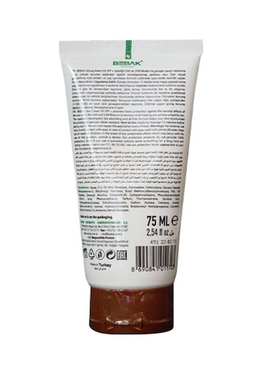 Bebak Sun Güneş Kremi Spf 50+ 75 ML