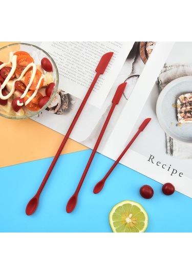 Siyah 3 Adet Mini Spatula Silikon Spatula Seti Krem Spatula Küçük Makyaj Spatula Minik Kaşık Spatula Mutfak Cam Kavanoz Şişe Güzellik Kozmetik