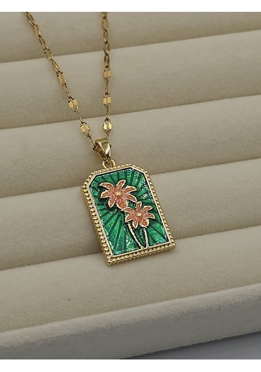 The Green Palm Tarot Kartı Çelik Kolye Altın