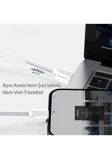 Earldom EC-137L 1 M 3a Kırılmaya Dayanıklı Lightning Hızlı Şarj Kablosu M414