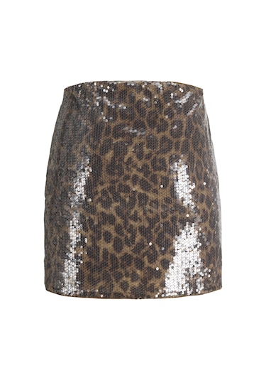 Jack & Jones Kadin Payetli Leopar Desen Etek - Izzy - 12286754 Toasted Coconut