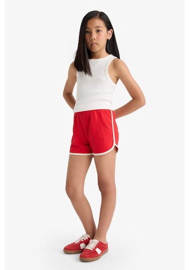Defacto Kız Çocuk Beli Lastikli Basic Düz Şort B5164a825hsrd256 Kırmızı