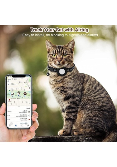 Geekyou Kedi Airtag Takipçi Korumalı Kolyeli Yansıtıcı Askı, Pembe, Zil Ve Balık Kemiği Desenli Taç