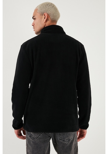 Buratti Regular Fit Anti-Pilling Tüylenme Yapmayan Dik Yaka Kalın Kışlık Şardonlu Erkek Polar 5896700 Siyah