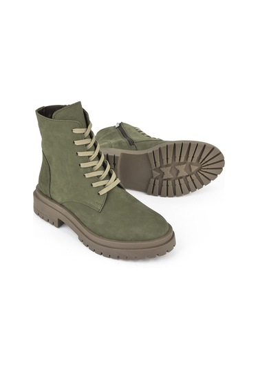 Ziya, Kadın Hakiki Deri Bot 143359z3052 Haki Haki